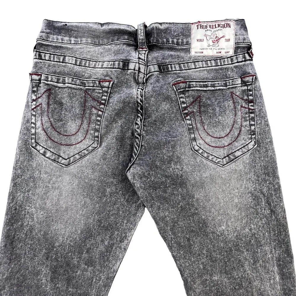 True Religion Jeans Men's 33x33 Gray Denim Ricky Relaxed Straight Stretch